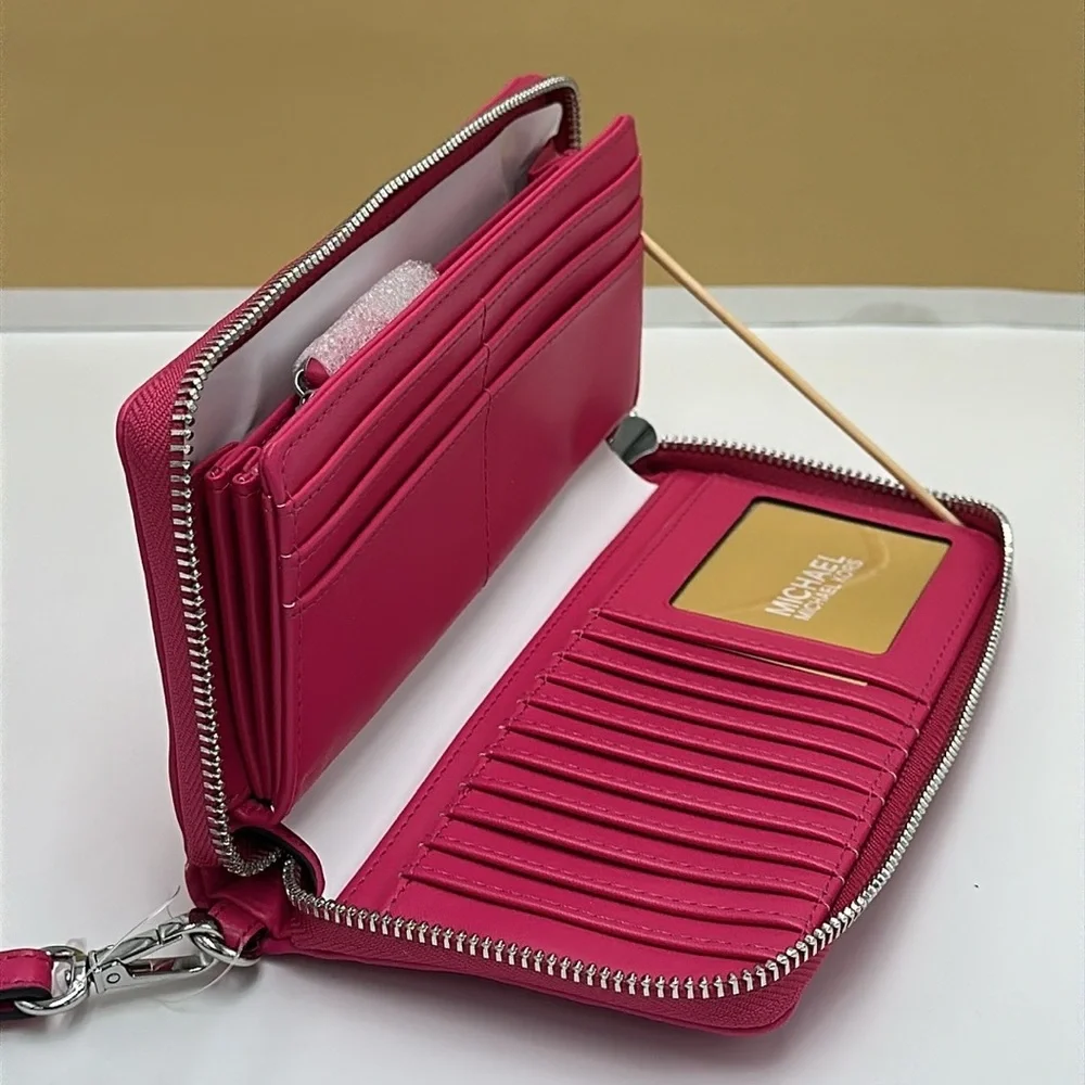 MICHAEL KORS Continental Wristlet Phone Case Wallet Dragonfruit   NWT